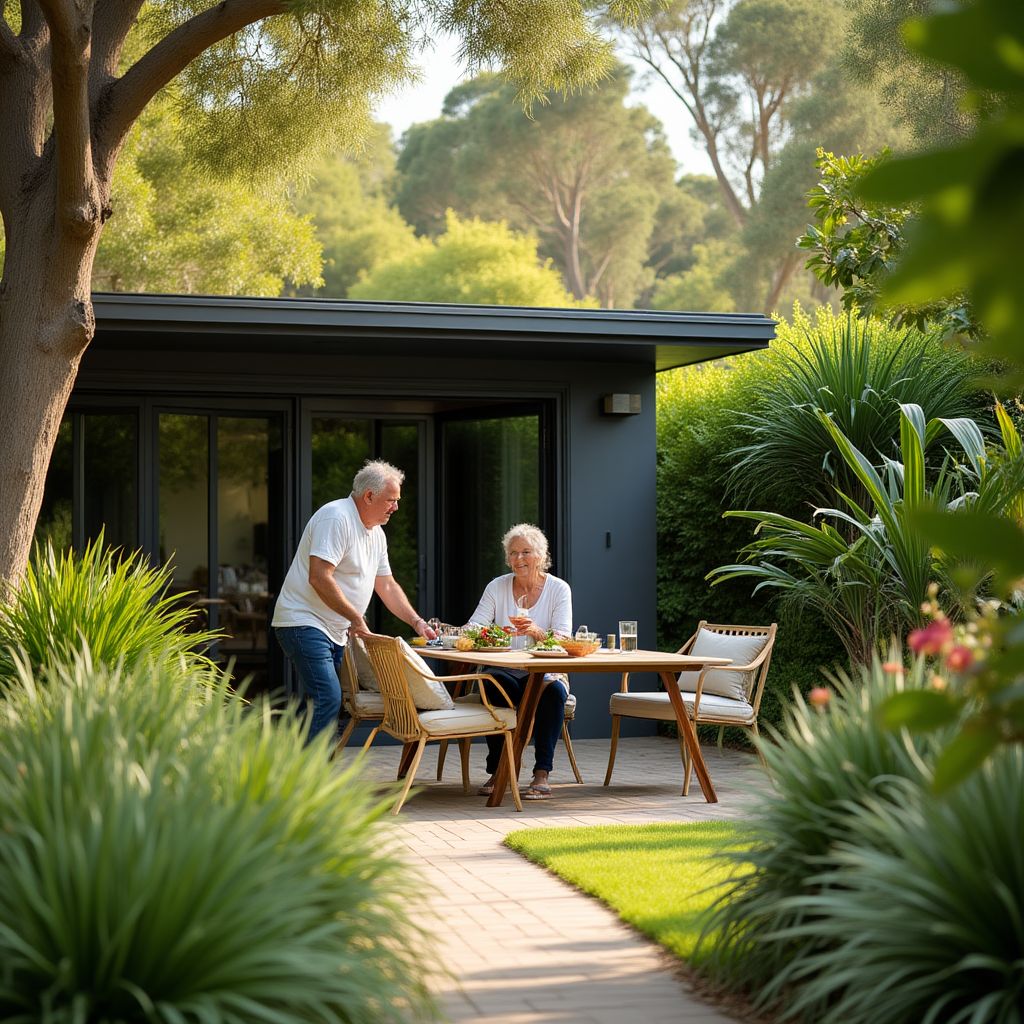 Founders Sarah and Michael Thompson in their backyard garden