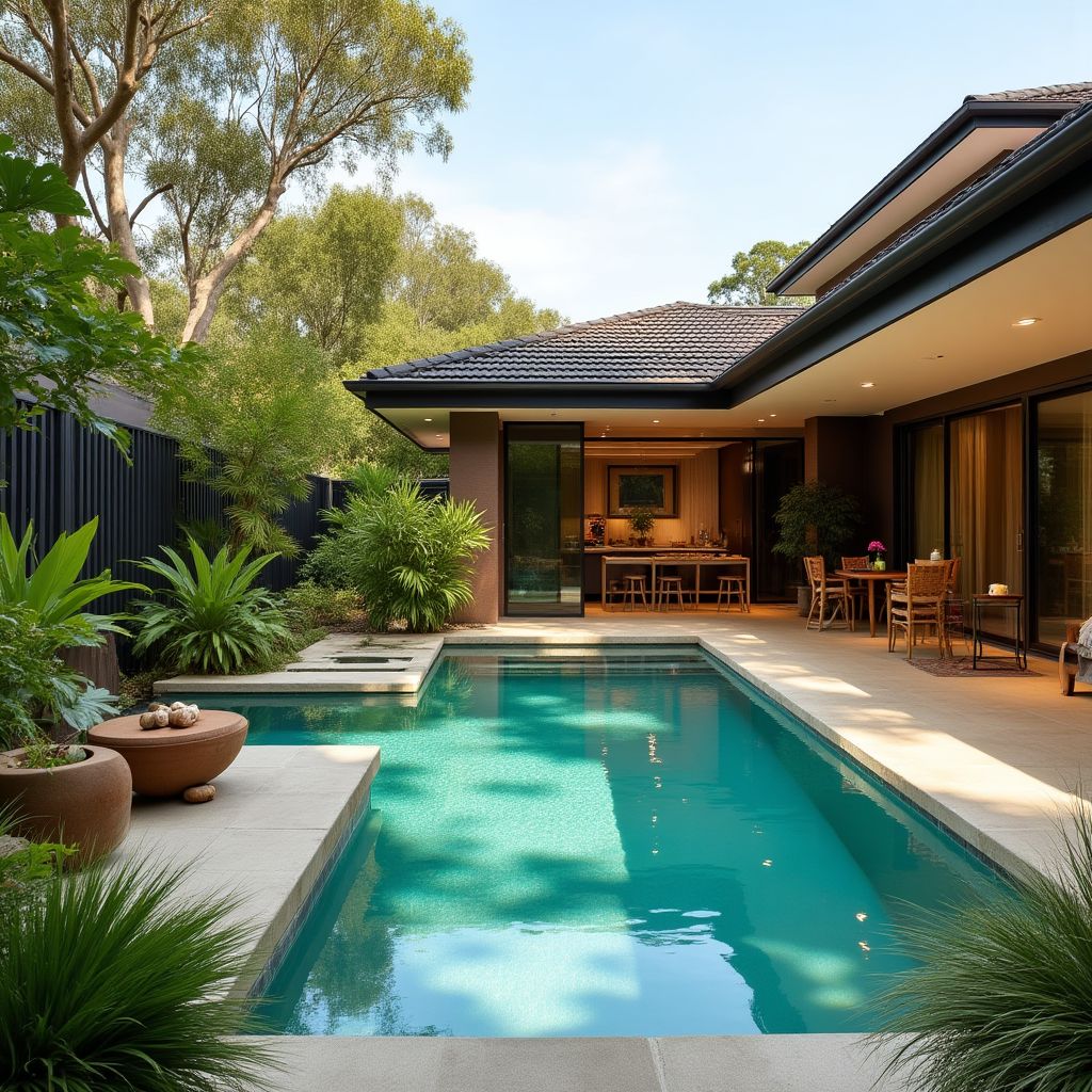 Brisbane family backyard with pool and play area