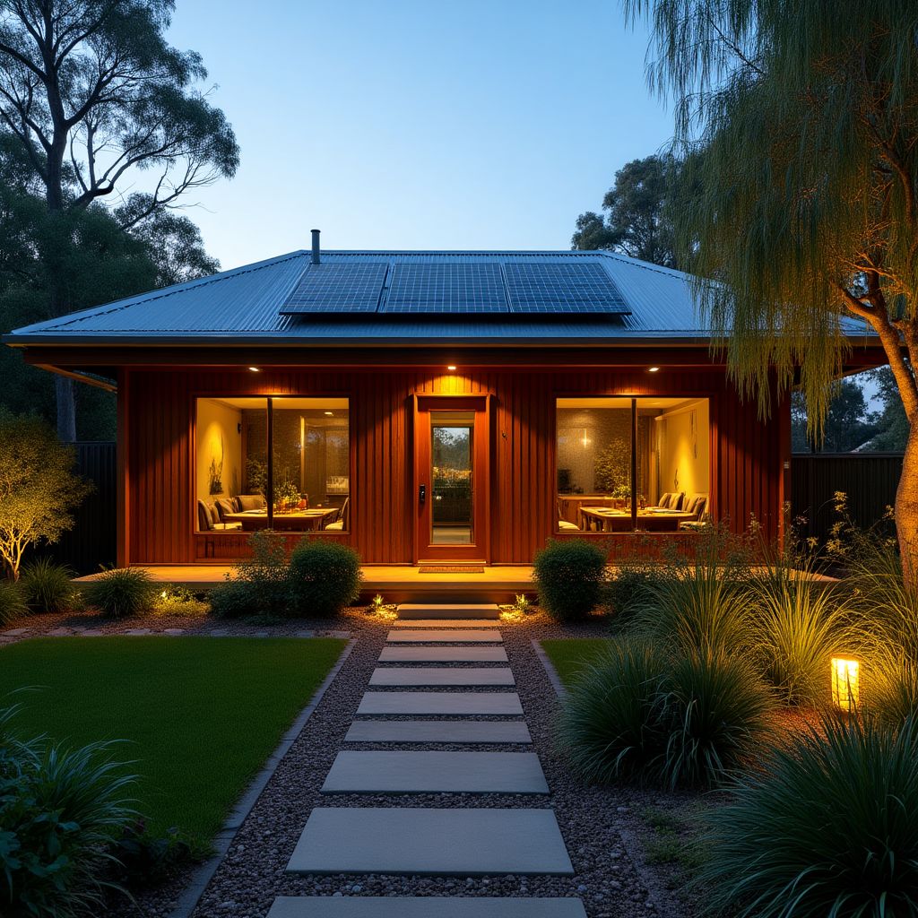Sustainable Australian native garden with water features